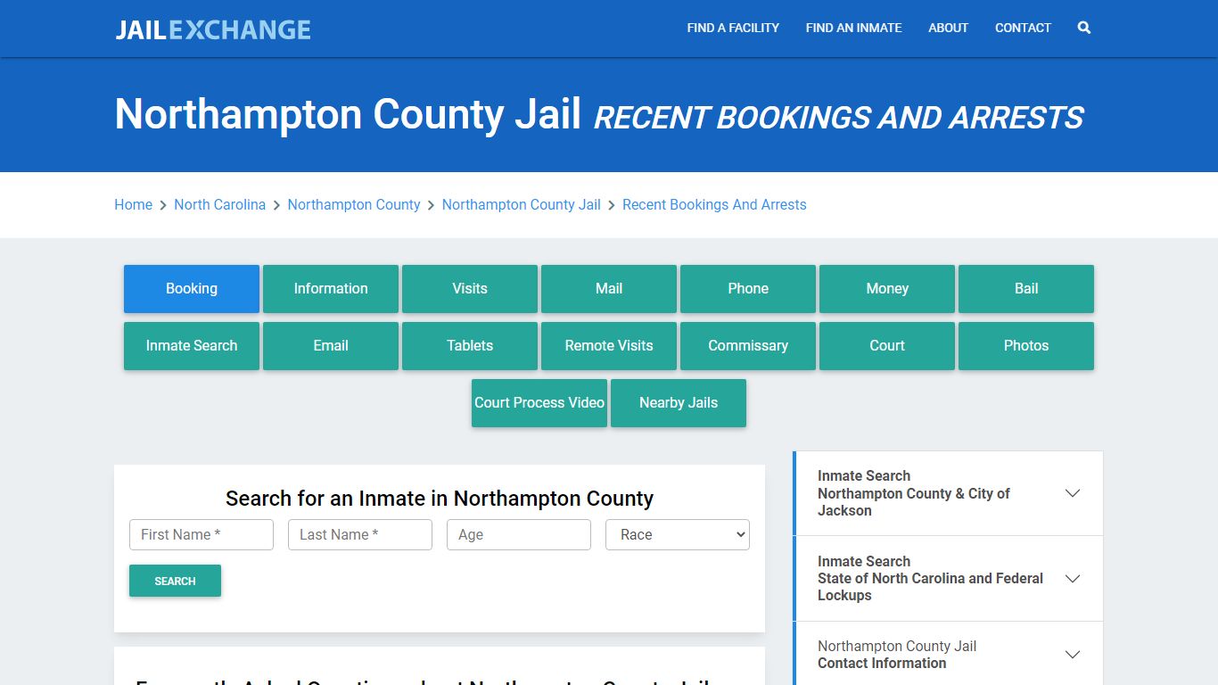 Northampton County Jail NC Recent Arrests and Bookings