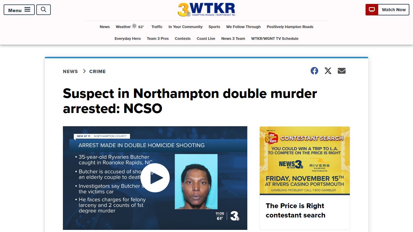 Suspect in Northampton double murder arrested: NCSO - News 3 WTKR