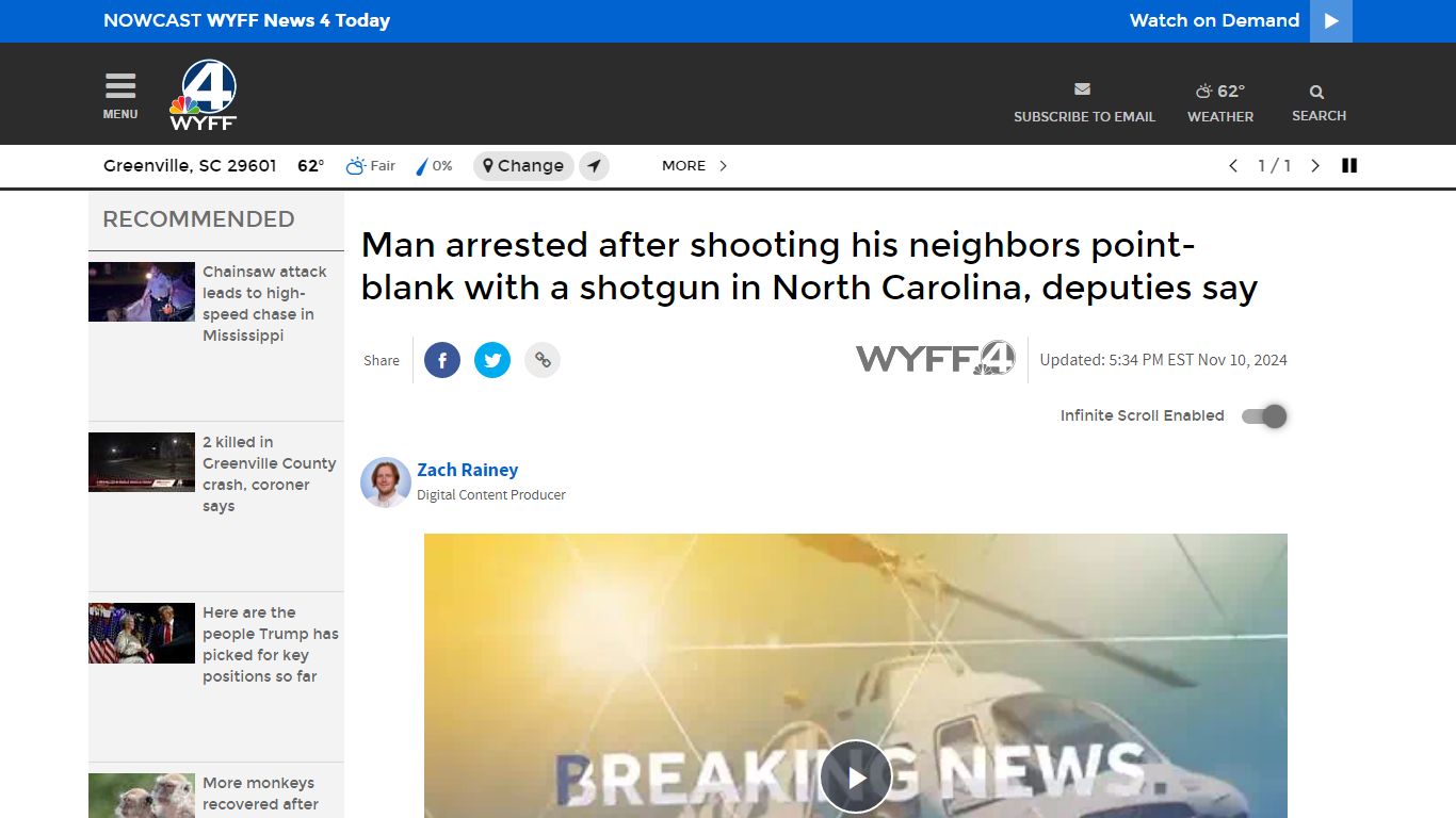 NC: Man accused of shooting neighbors point-blank with a shotgun